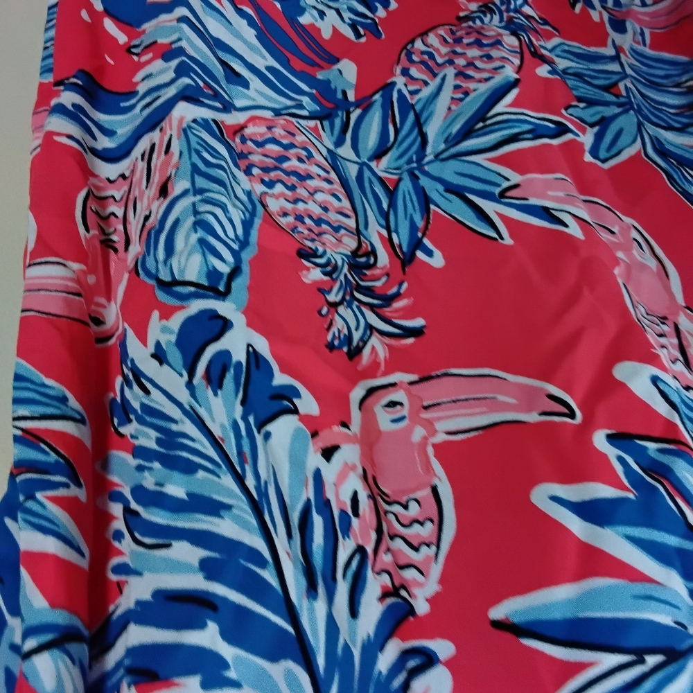 crown & ivy Coral Pink Tropical Print Sleeveless Blouse - Picture 3 of 5